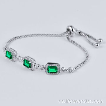 Joyería de venta caliente S925 Pulsera ajustable de plata Emeraldas